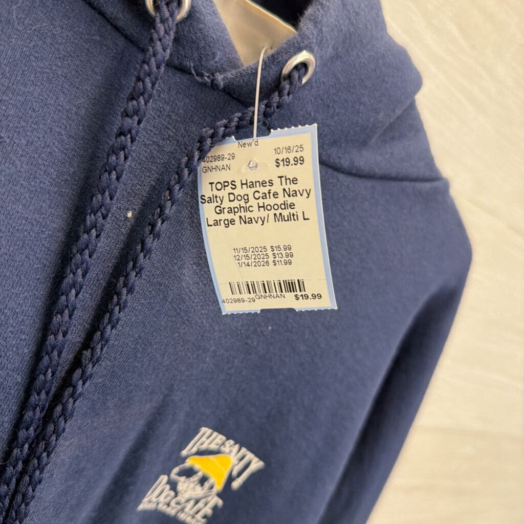 The Salty Dog Cafe Navy Graphic Hoodie Large