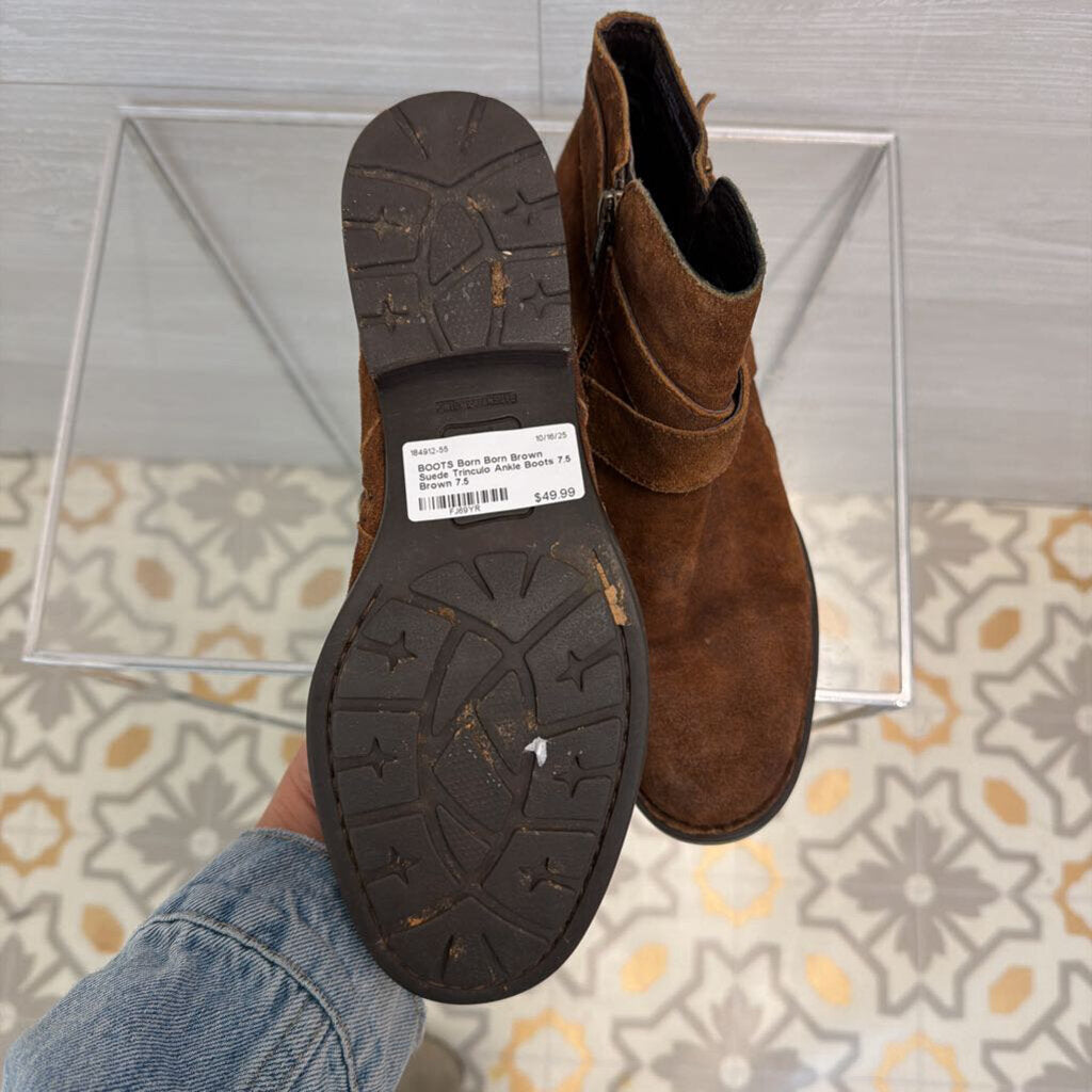 Born Brown Suede Trinculo Ankle Boots 7.5