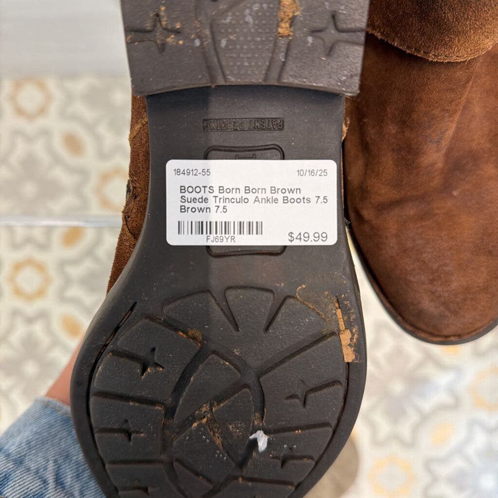 Born Brown Suede Trinculo Ankle Boots 7.5