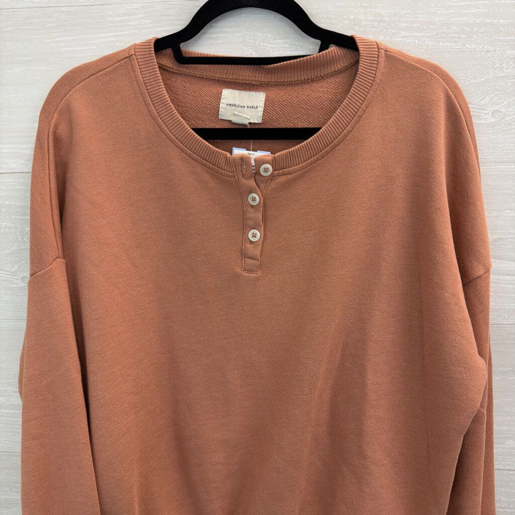 American Eagle Mauve Pink Cinch Waist Henley Top Extra Small