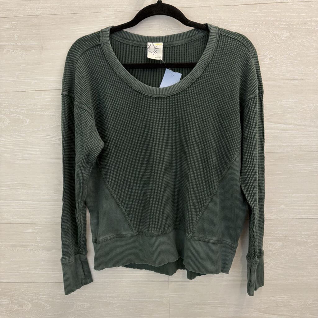 Offline by Aerie Green Waffle Knit Long Sleeve Top XXS