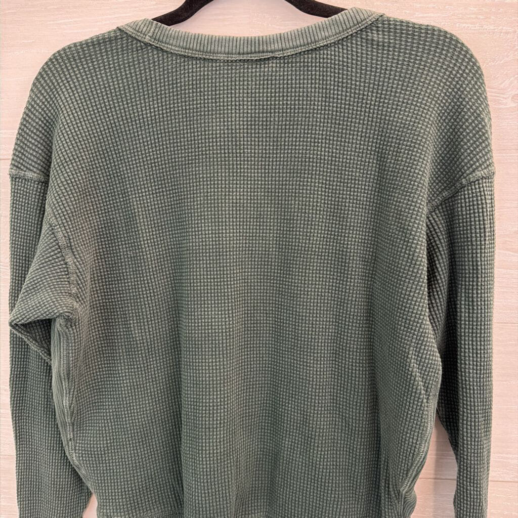 Offline by Aerie Green Waffle Knit Long Sleeve Top XXS