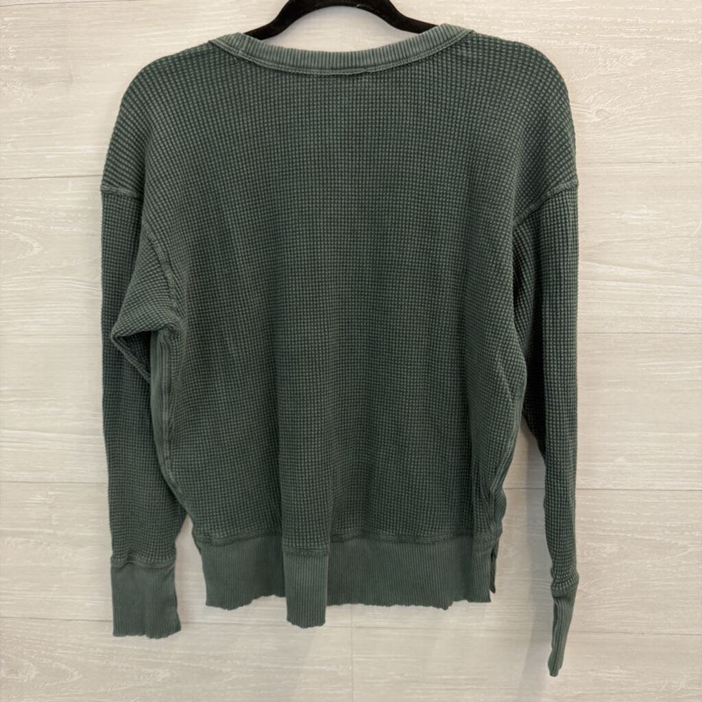 Offline by Aerie Green Waffle Knit Long Sleeve Top XXS