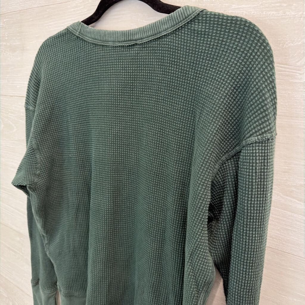 Offline by Aerie Green Waffle Knit Long Sleeve Top XXS
