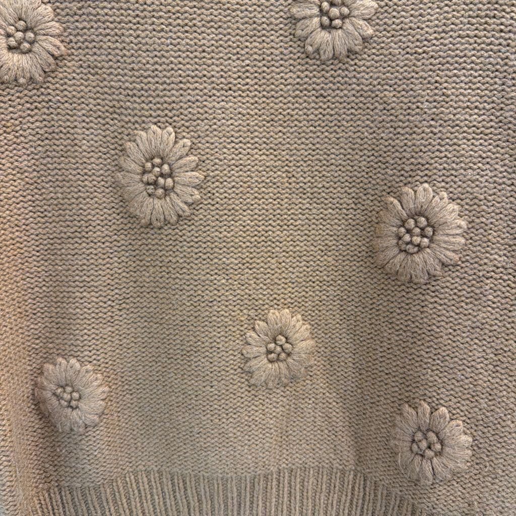 Madewell Gold Flower Knit Long Sleeve Sweater Extra Small