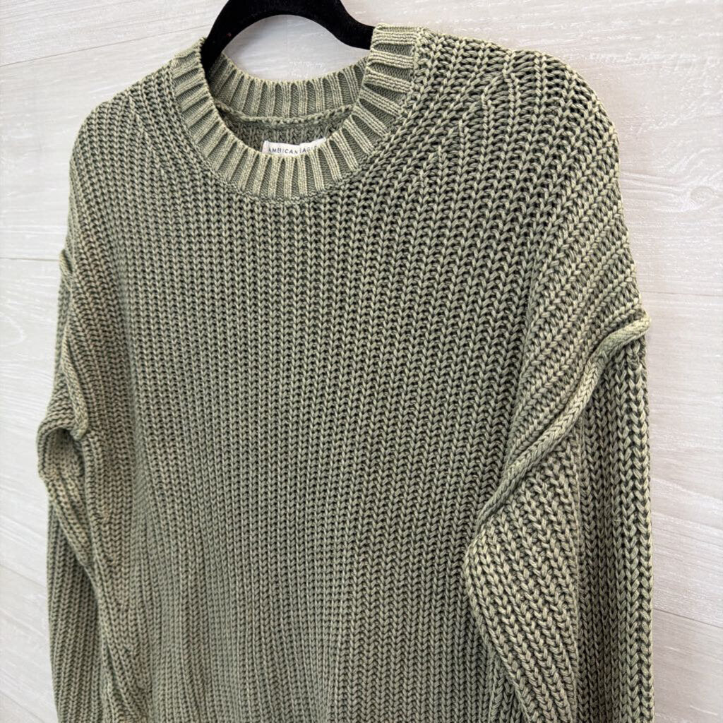 American Eagle Green Knit Cropped Sweater XXS