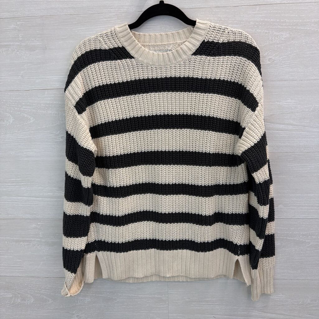 American Eagle Cream/ Black Striped Knit Sweater XXS