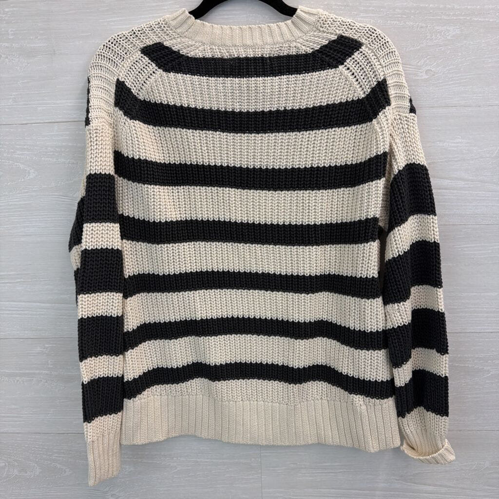 American Eagle Cream/ Black Striped Knit Sweater XXS