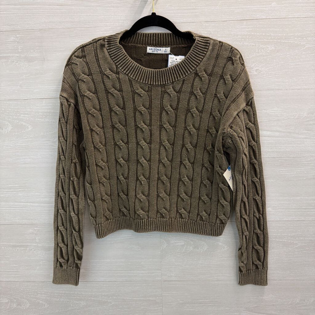 Arizona Jean Co Green Cable Knit Cropped Sweater Small