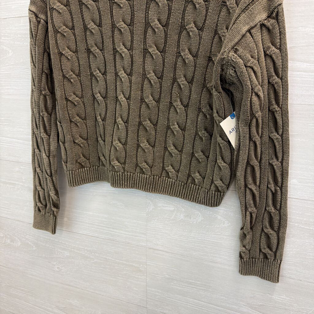 Arizona Jean Co Green Cable Knit Cropped Sweater Small