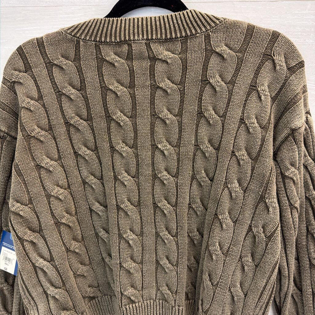 Arizona Jean Co Green Cable Knit Cropped Sweater Small