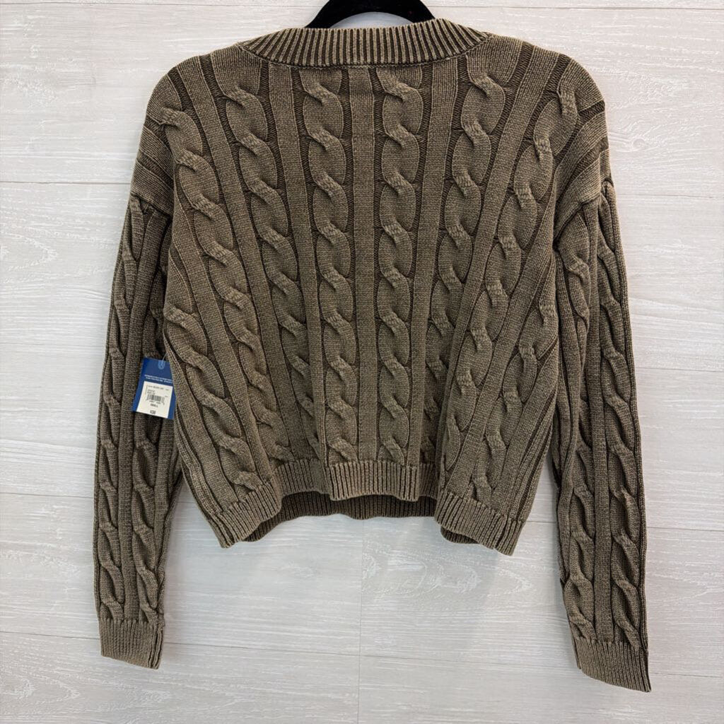 Arizona Jean Co Green Cable Knit Cropped Sweater Small