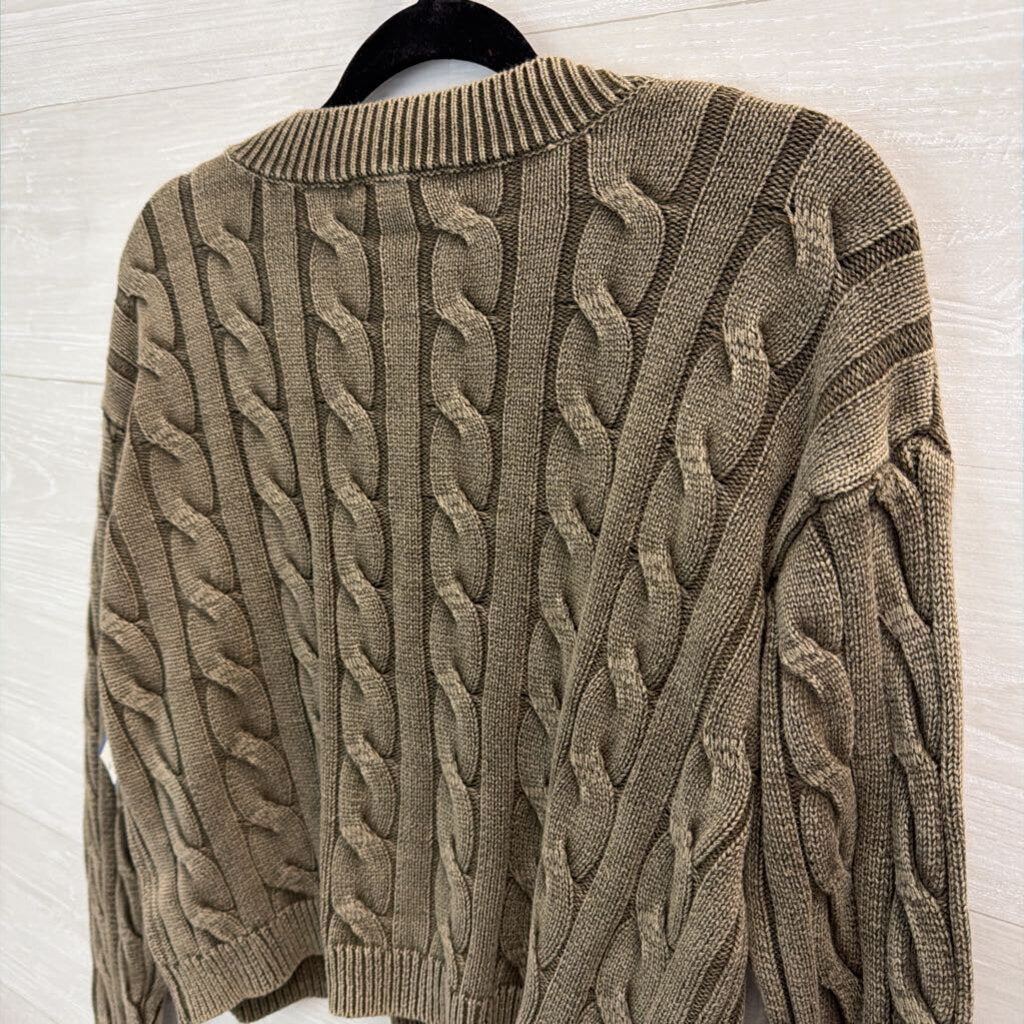 Arizona Jean Co Green Cable Knit Cropped Sweater Small
