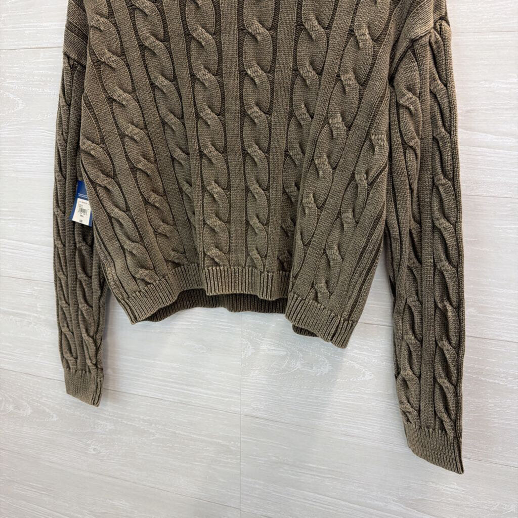 Arizona Jean Co Green Cable Knit Cropped Sweater Small