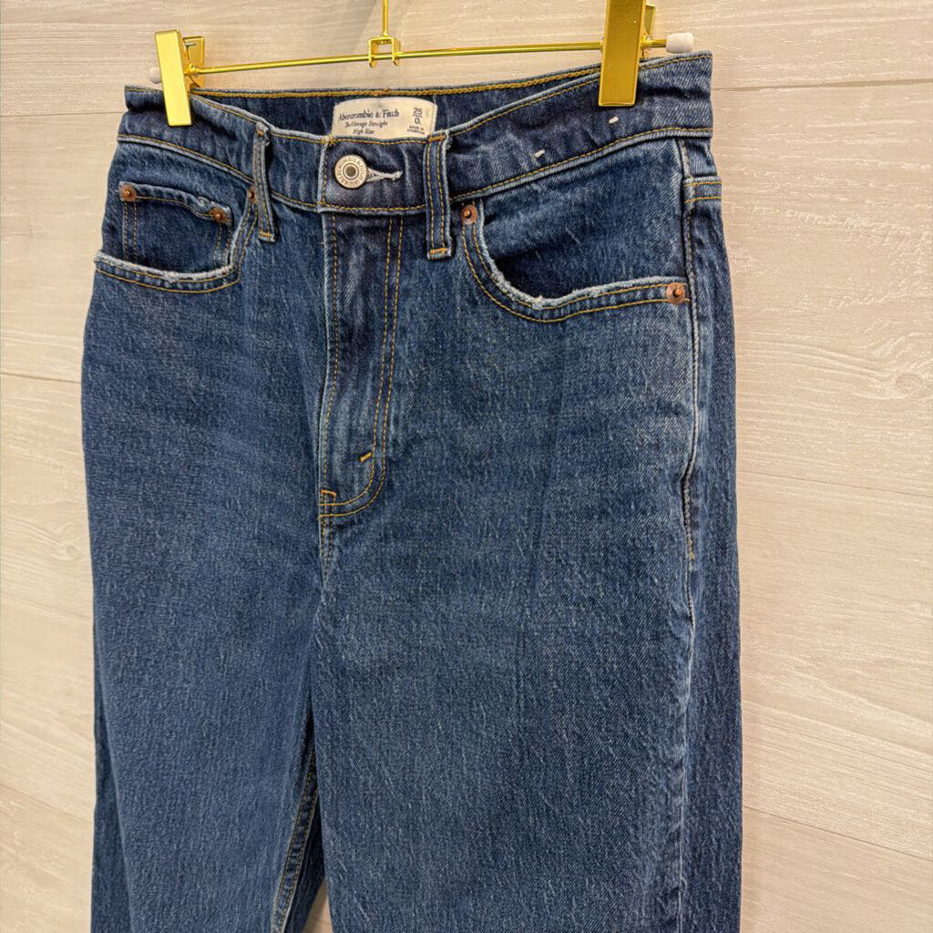 Abercrombie and Fitch Dark Wash The Vintage Straight High Rise Jeans 25L