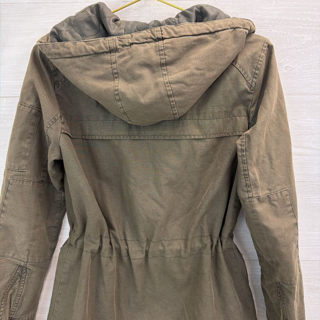 Levi Green Hooded Military Zip Up Jacket Small