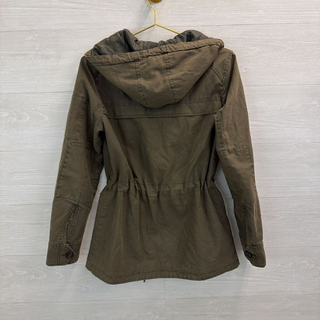 Levi Green Hooded Military Zip Up Jacket Small
