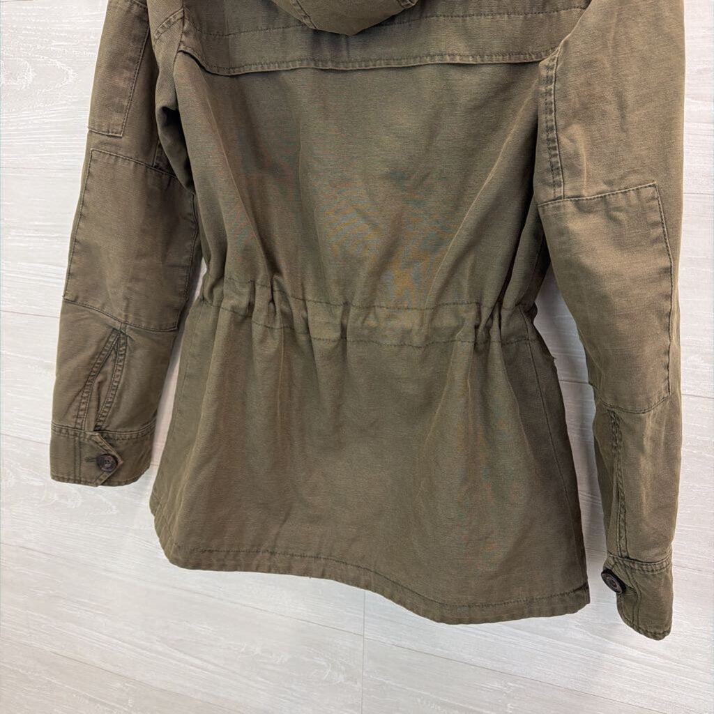 Levi Green Hooded Military Zip Up Jacket Small