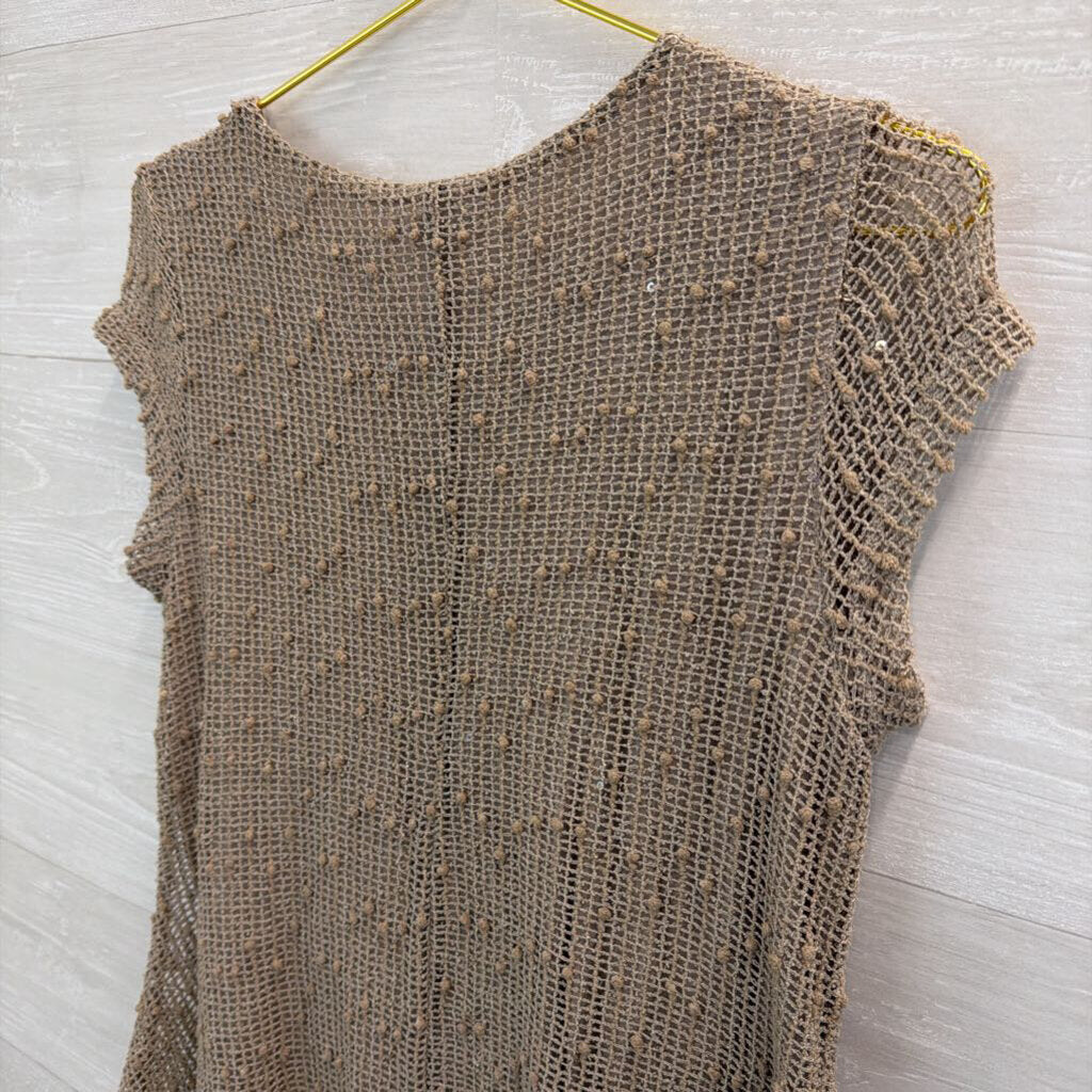 Tempo Paris Beige Embroidered Top Medium