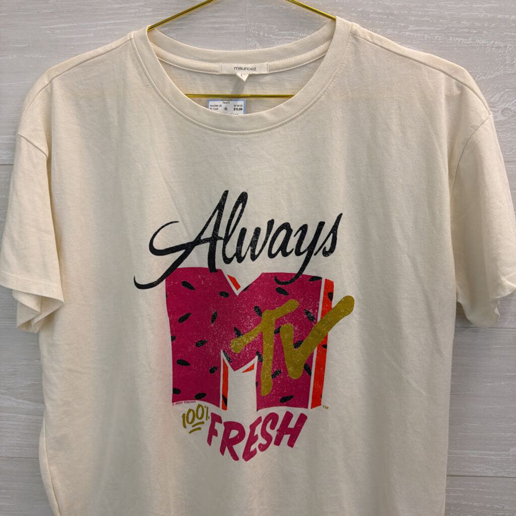 Maurices White/ Multi MTV Short Sleeve Graphic Tee Large