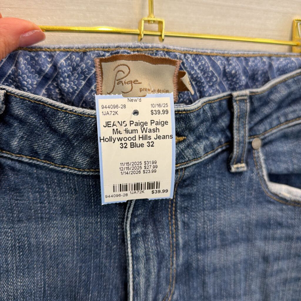 Paige Medium Wash Hollywood Hills Jeans 32