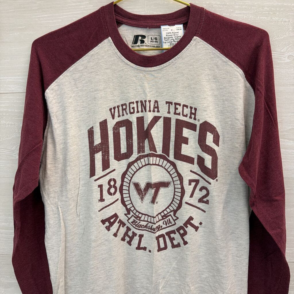 Russel Grey/ Burgundy Virginia Tech Long Sleeve Top Large
