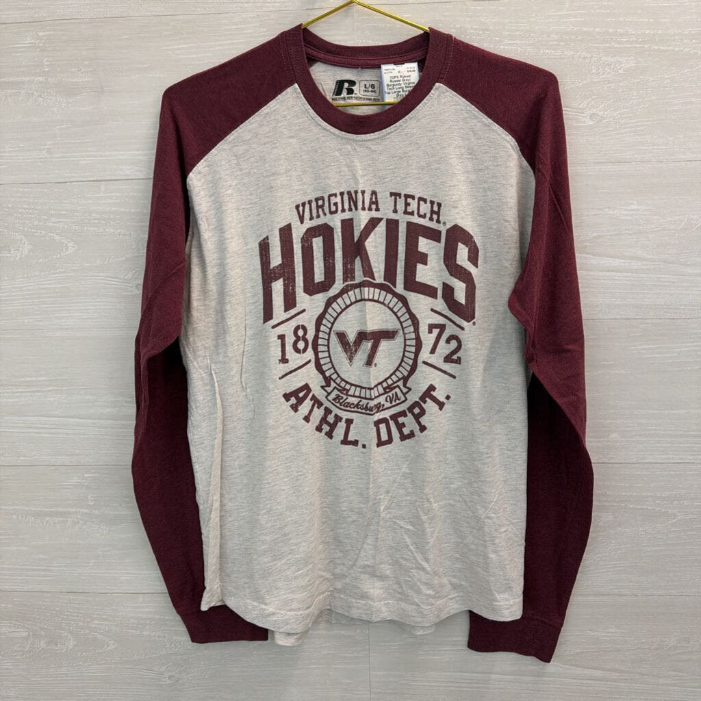 Russel Grey/ Burgundy Virginia Tech Long Sleeve Top Large