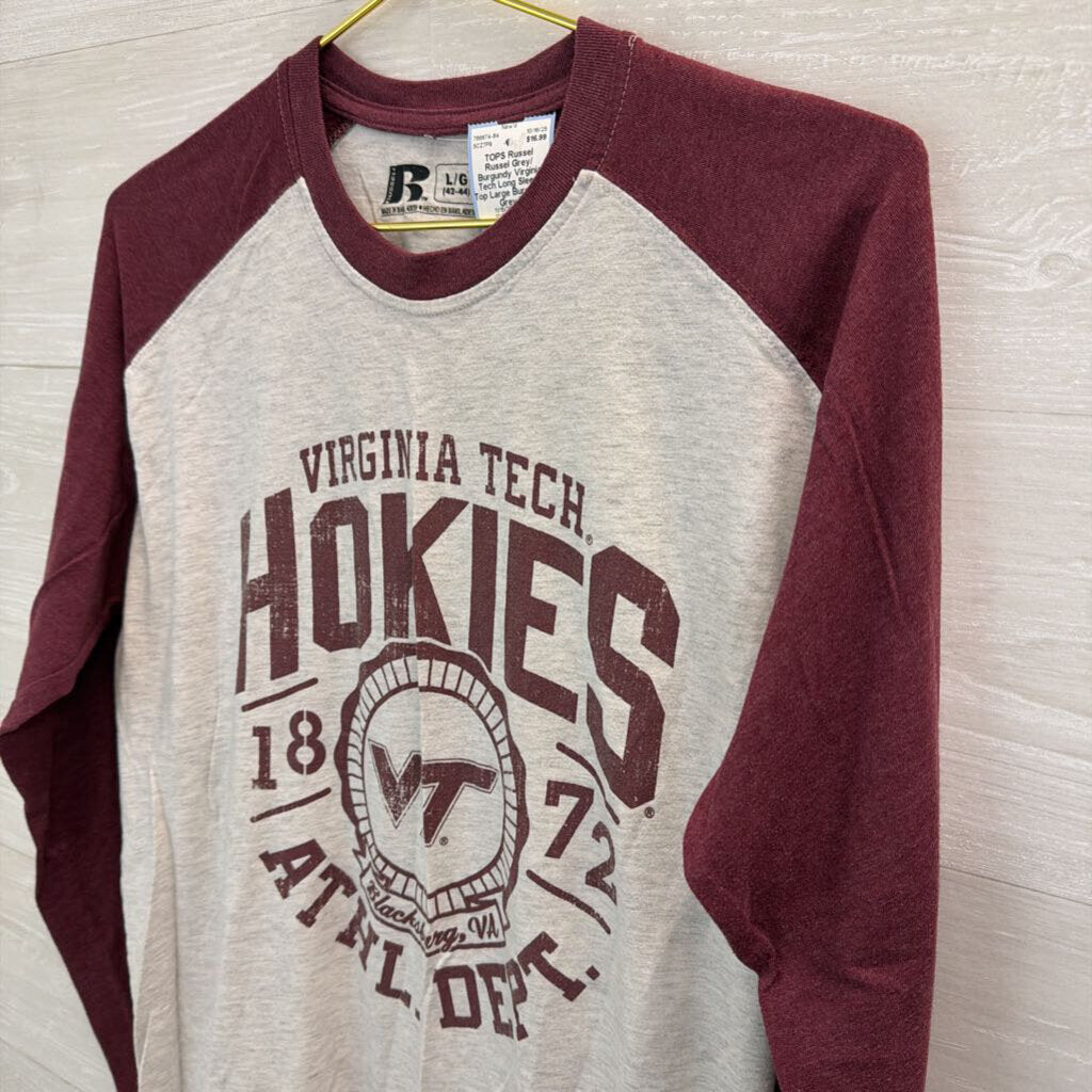 Russel Grey/ Burgundy Virginia Tech Long Sleeve Top Large