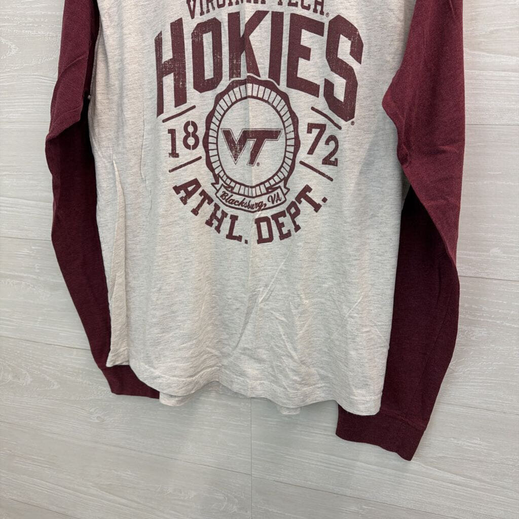 Russel Grey/ Burgundy Virginia Tech Long Sleeve Top Large