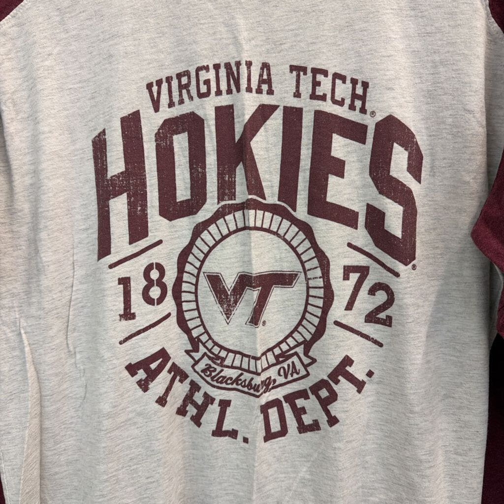Russel Grey/ Burgundy Virginia Tech Long Sleeve Top Large