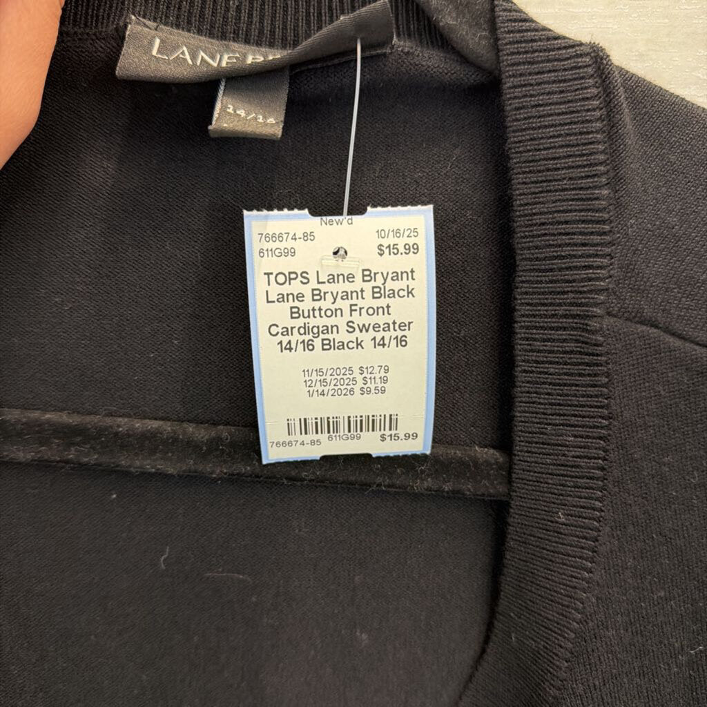 Lane Bryant Black Button Front Cardigan Sweater 14/16
