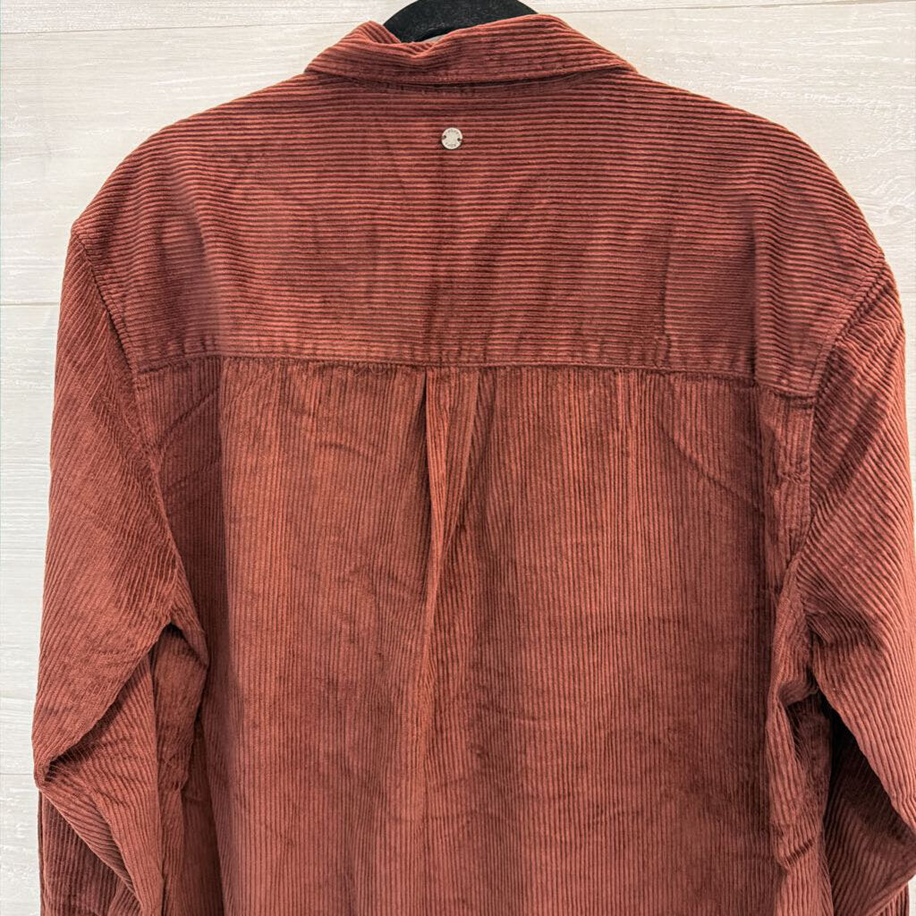 Roxy Burgundy Corduroy Long Sleeve Button Down Top Extra Large