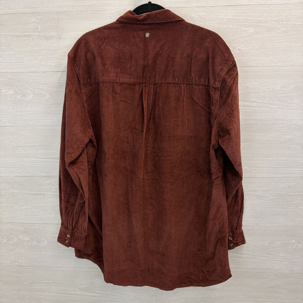 Roxy Burgundy Corduroy Long Sleeve Button Down Top Extra Large