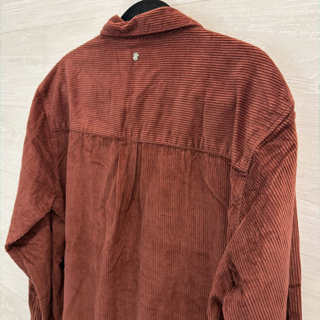 Roxy Burgundy Corduroy Long Sleeve Button Down Top Extra Large