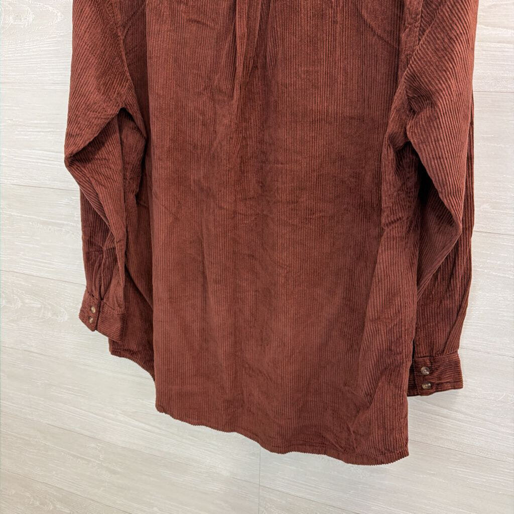 Roxy Burgundy Corduroy Long Sleeve Button Down Top Extra Large
