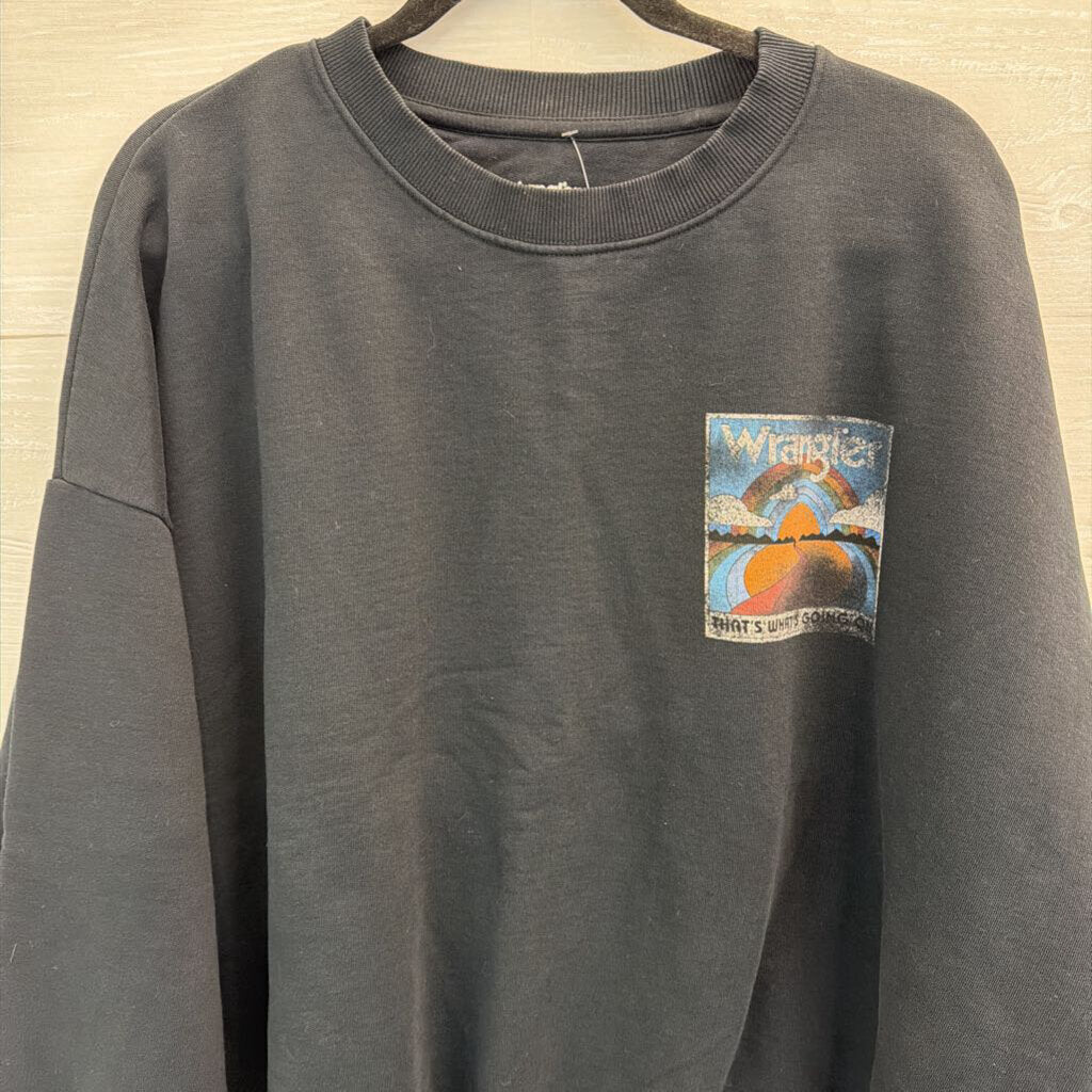 Wrangler Black Long Sleeve Graphic Pullover Extra Large