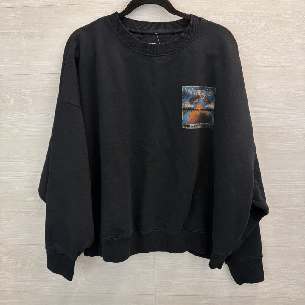 Wrangler Black Long Sleeve Graphic Pullover Extra Large