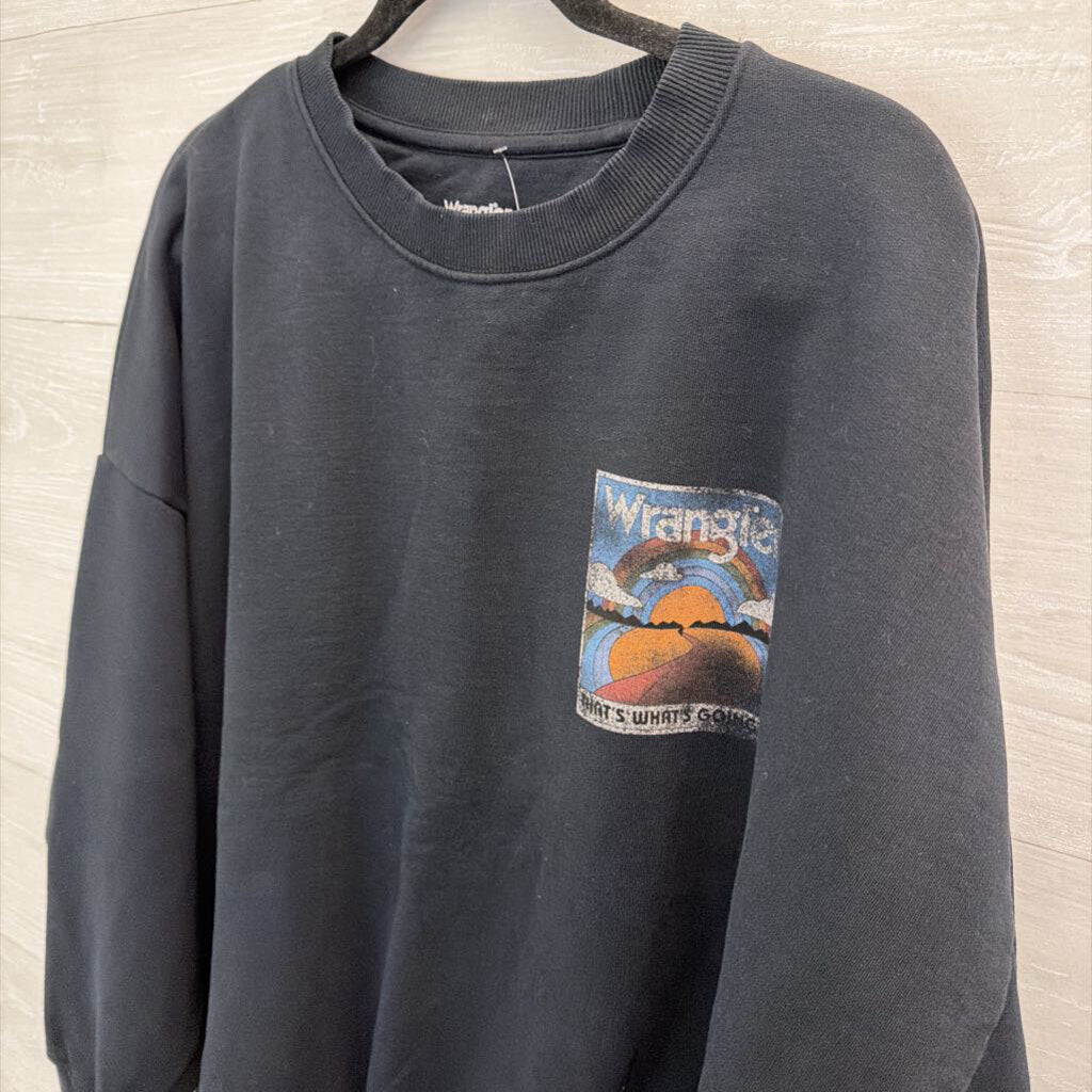 Wrangler Black Long Sleeve Graphic Pullover Extra Large