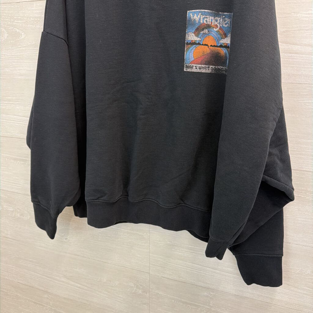 Wrangler Black Long Sleeve Graphic Pullover Extra Large