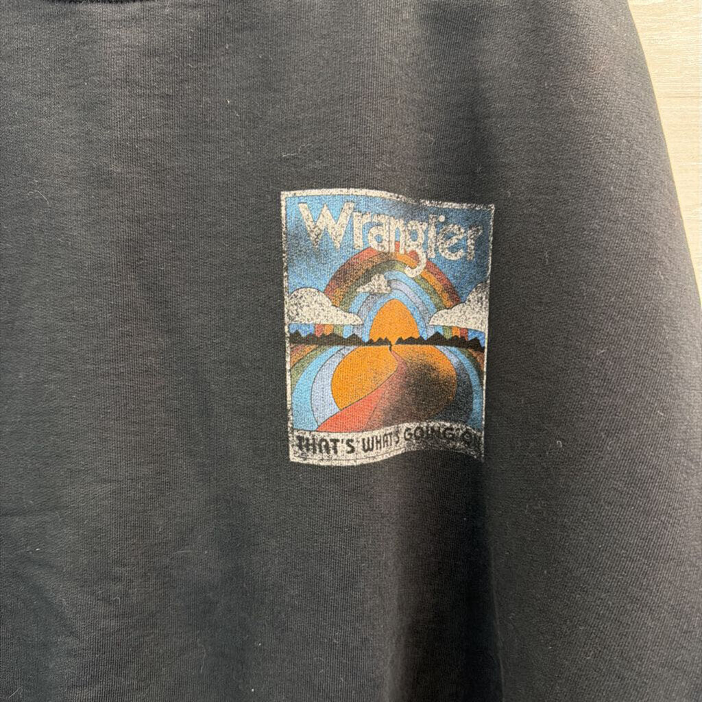 Wrangler Black Long Sleeve Graphic Pullover Extra Large