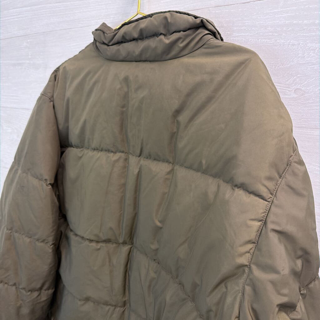 J Crew Green Puffer Jacket With Orange Lining Extra Large