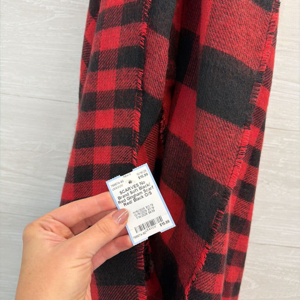 Soft Black/ Red Gingham Scarf