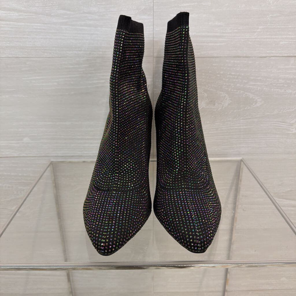 Wild Pair Black Baybe Rhinestone Ankle Boots 8