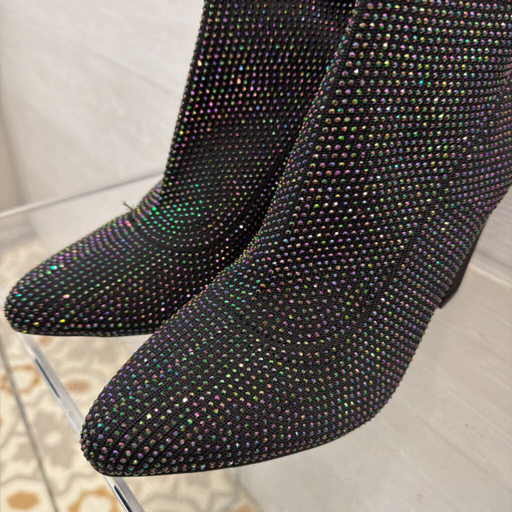 Wild Pair Black Baybe Rhinestone Ankle Boots 8