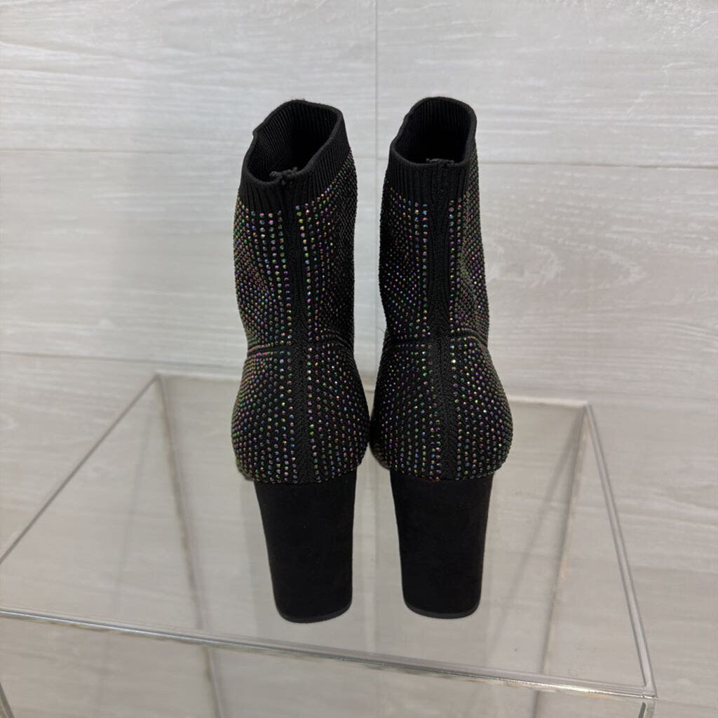 Wild Pair Black Baybe Rhinestone Ankle Boots 8