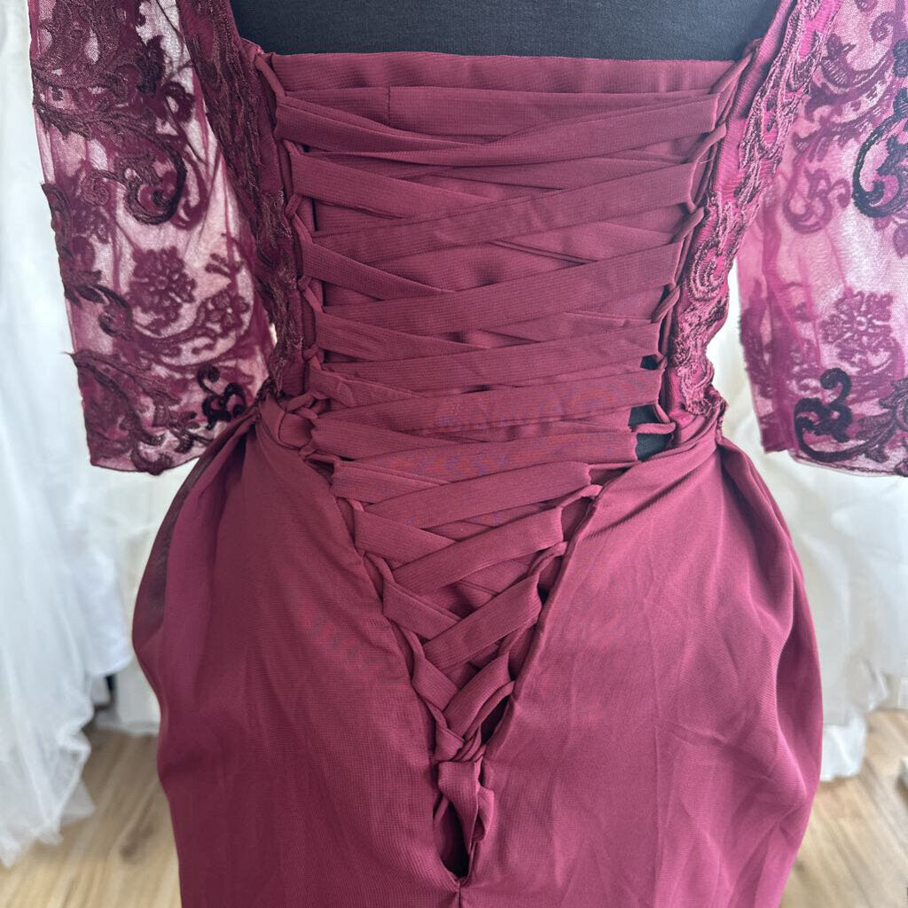 Lace Top Corset Back Long Dress 16