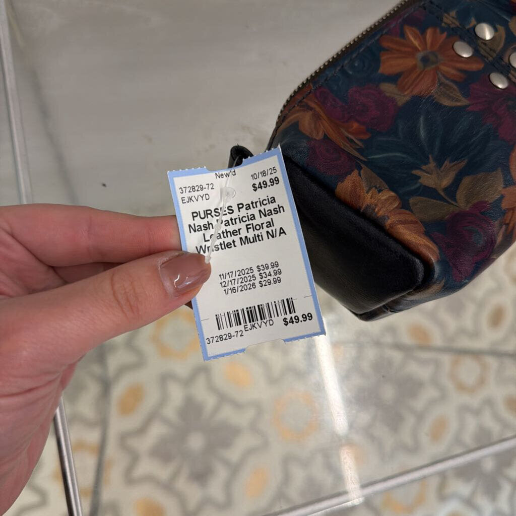 Patricia Nash Leather Floral Wristlet