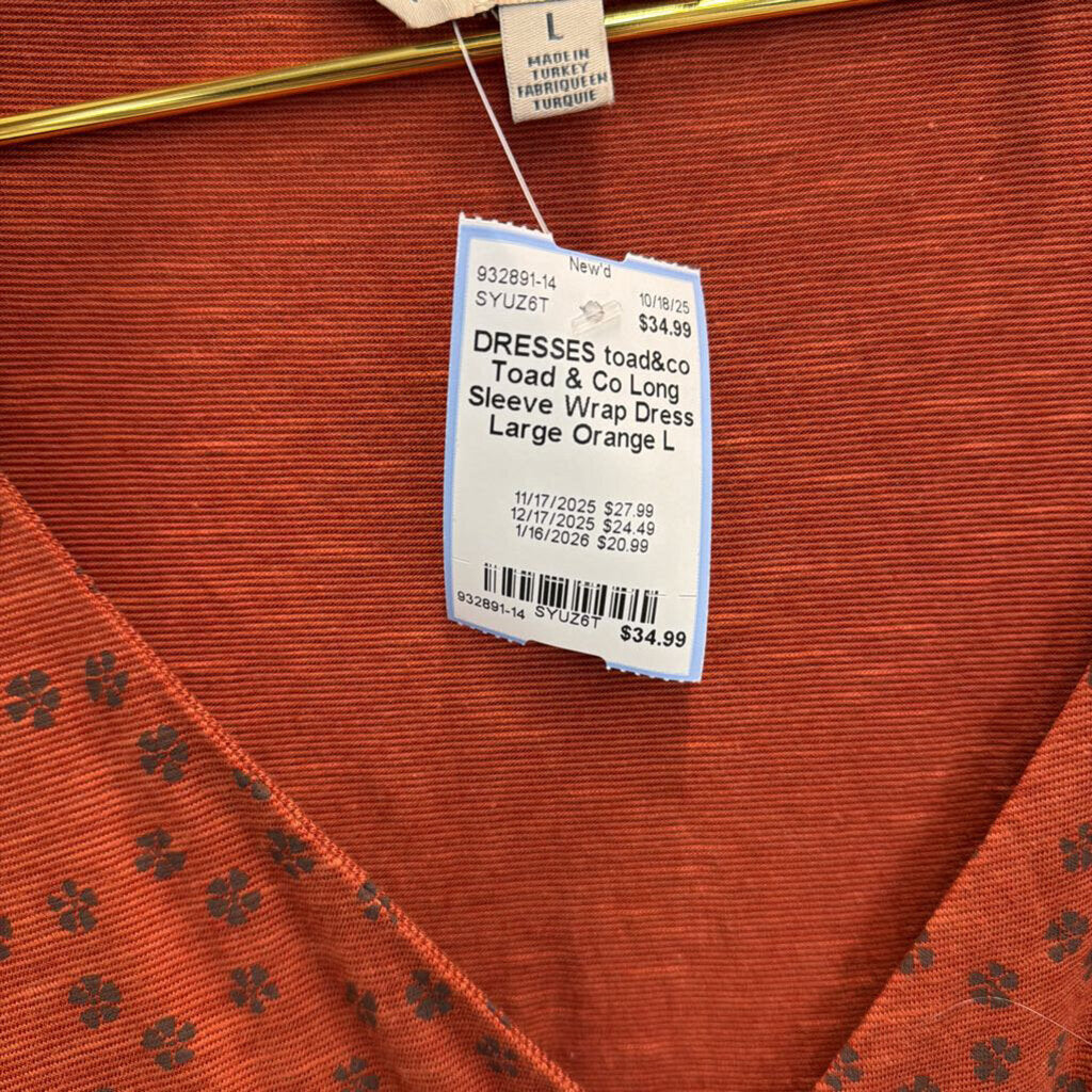 Toad & Co Long Sleeve Wrap Dress Large