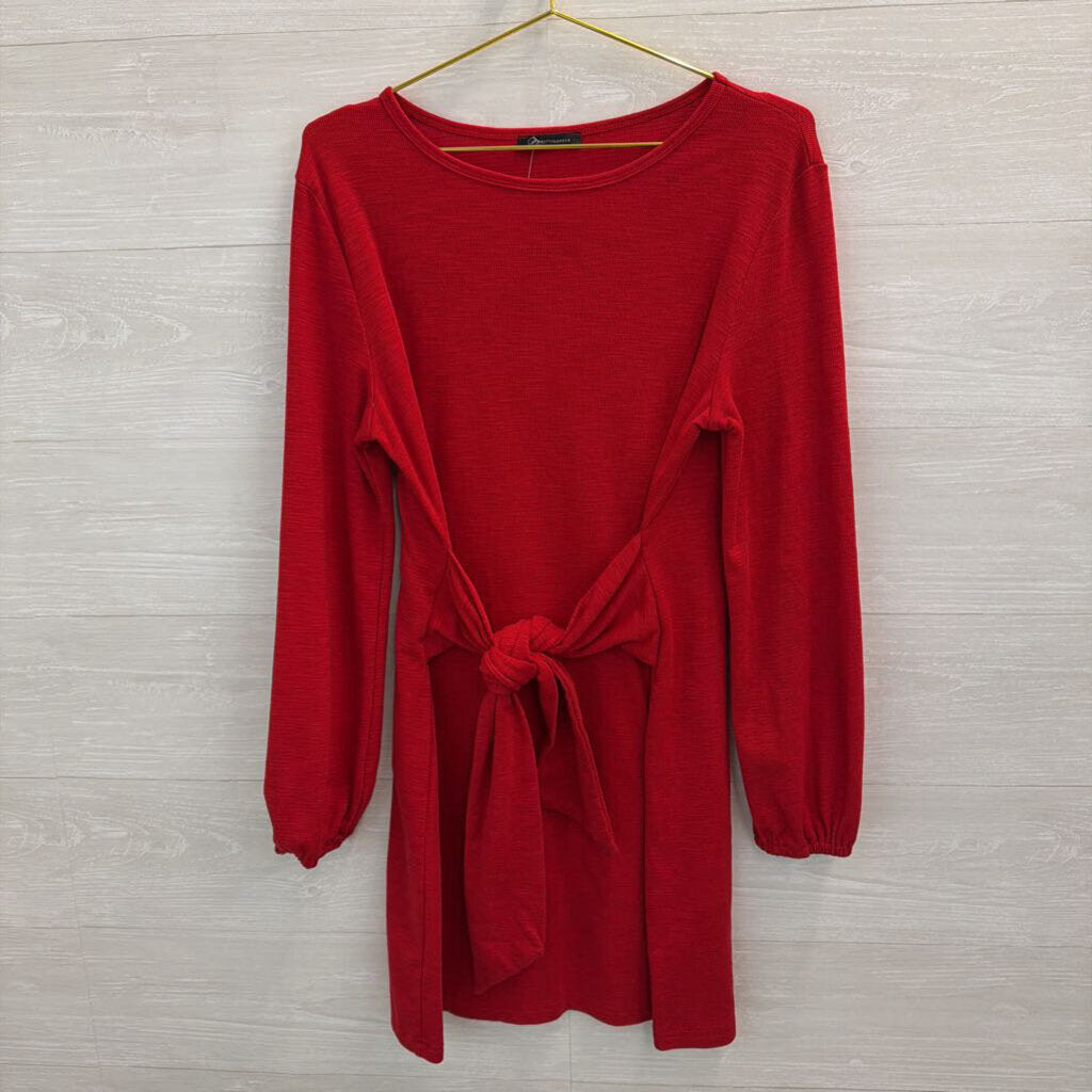 PrettyGarden Tie Front Long Sleeve Dress Large
