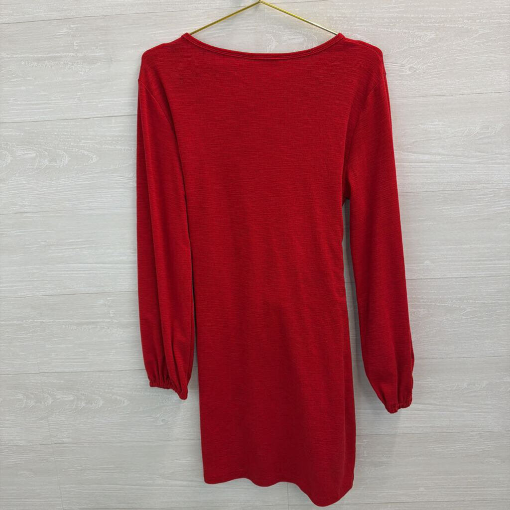 PrettyGarden Tie Front Long Sleeve Dress Large
